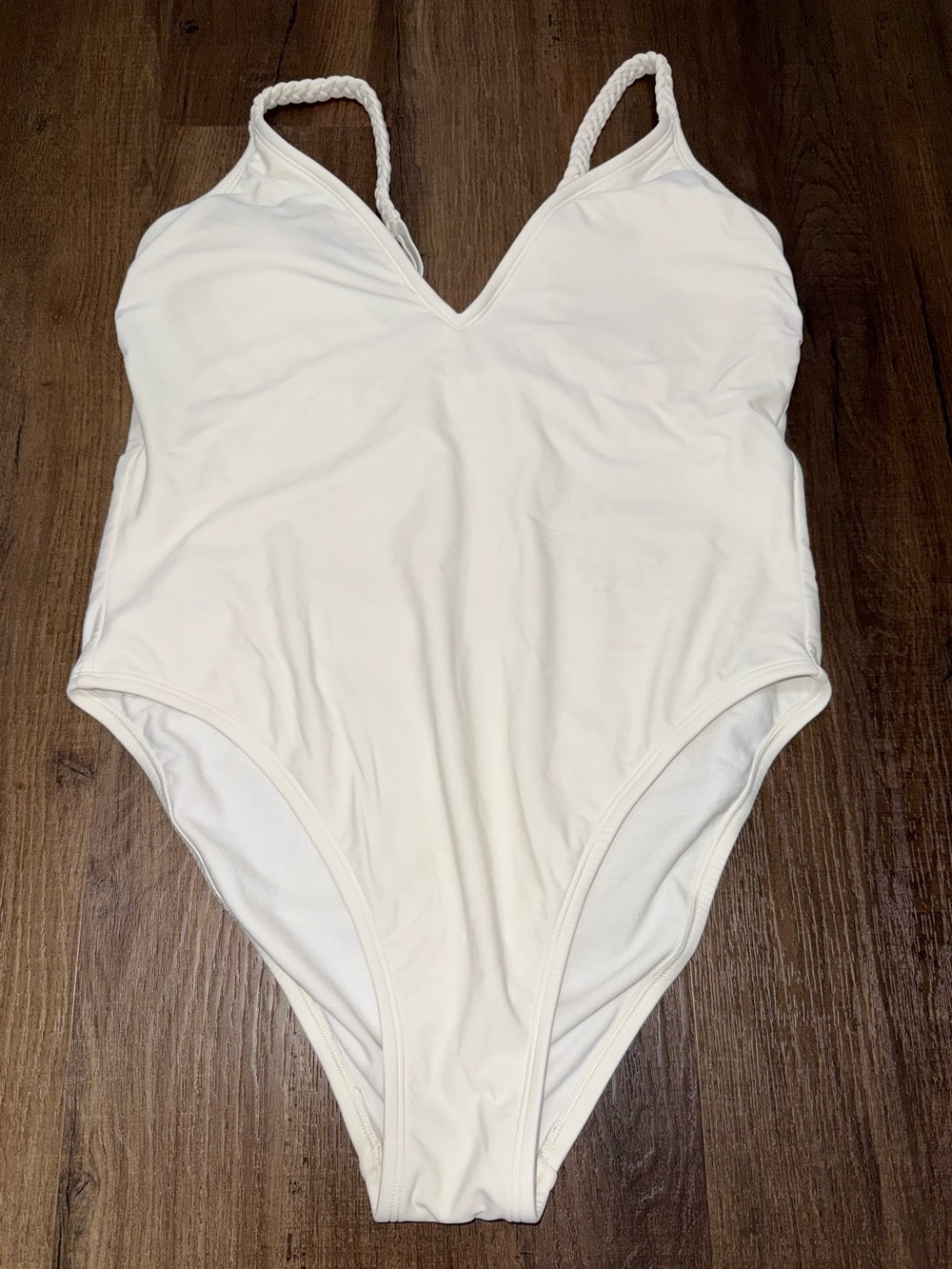 Shade & Shore White Braided Strap One-Piece Swimsuit Size Large